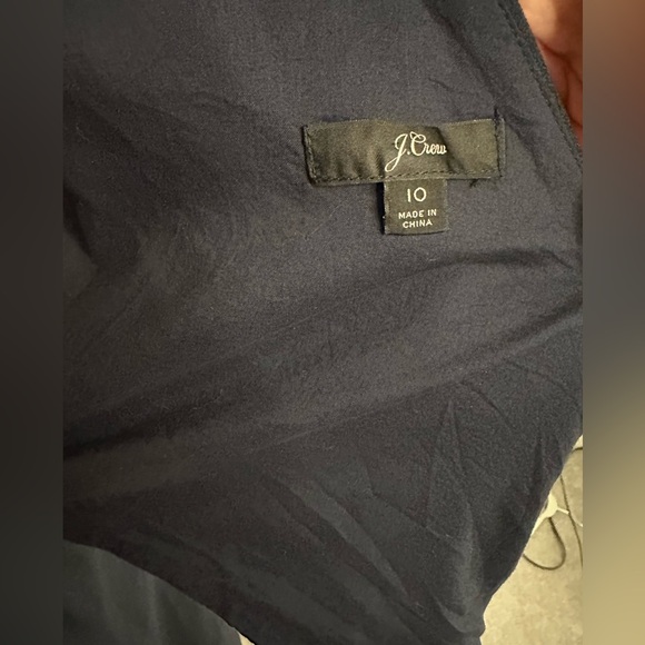 EUC J. Crew Faux Wrap Cutout Back Poplin Wide Leg Cropped Jumpsuit size 10 Navy - Picture 9 of 10